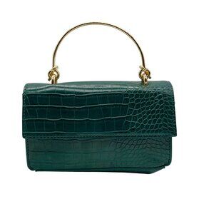 Telena Crocodile Embossed Green Crossbody Shoulder Bag